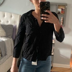 Women’s black button down dress shirt